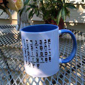 3dRose Print of The Hebrew Alphabet Mug, 11 oz, Blue